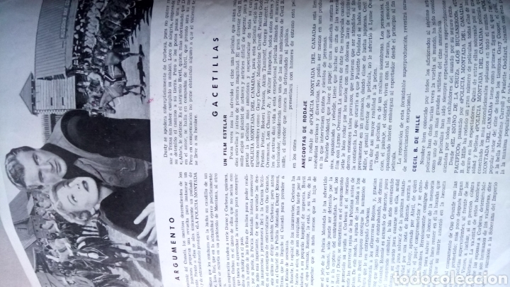 Cine: PROGRAMA DE CINE DE POLIC&Iacute;A MONTADA DEL CANAD&Aacute;. CECIL B. DEMILLE. - Foto 2