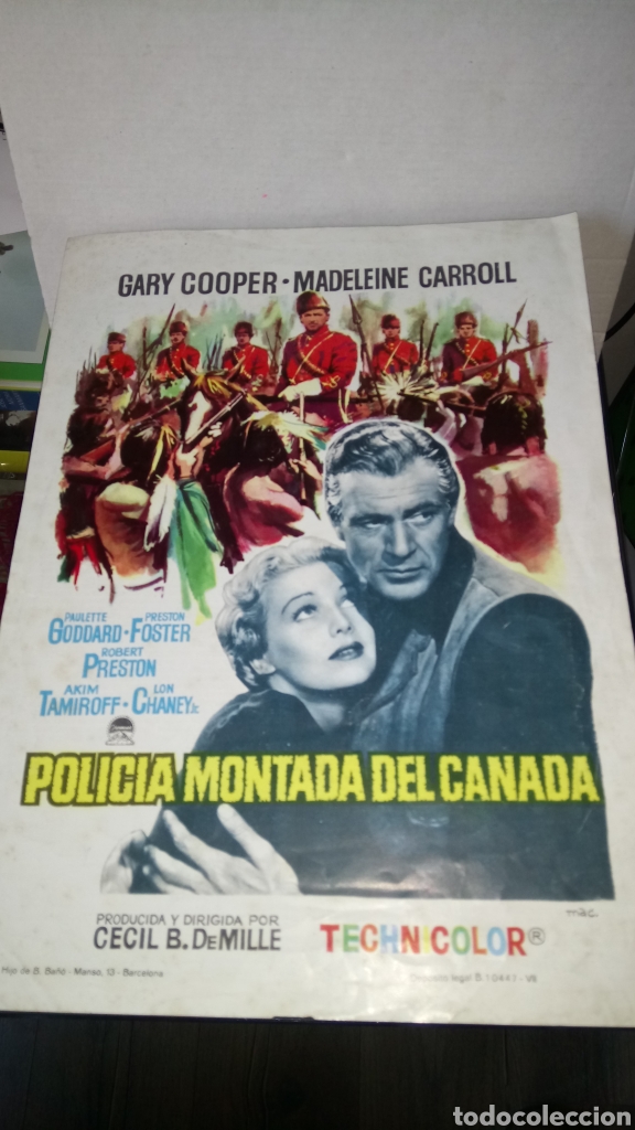 Cine: PROGRAMA DE CINE DE POLIC&Iacute;A MONTADA DEL CANAD&Aacute;. CECIL B. DEMILLE. - Foto 1