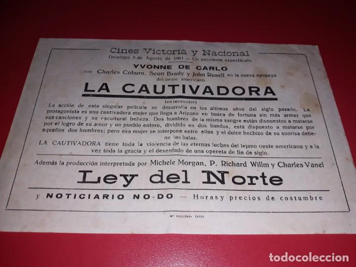 Cine: La Cautivadora .Publicidad al dorso. A&ntilde;o 1949 - Foto 2