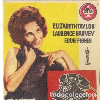Cine: -39633 PROSPECTO UNA MUJER MARCADA, CON ELIZABETH TAYLOR Y LAURENCE HARVEY, SIN PUBLICIDAD, CINE