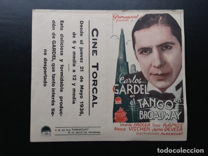 Cine: TANGO EN BROADWAY, CARLOS GARDEL, PROGRAMA DOBLE PARAMOUNT 1936 - Foto 1