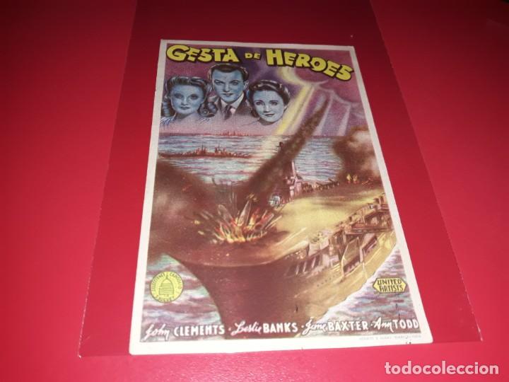 Cine: Gesta de heroes. publicidad al dorso. - Foto 1