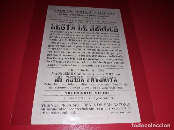 Cine: Gesta de heroes. publicidad al dorso. - Foto 2