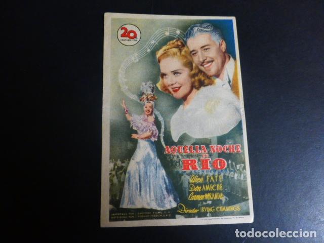Cine: AQUELLA NOCHE EN RIO PROGRAMA DE MANO SIN PUBLICIDAD - Foto 1