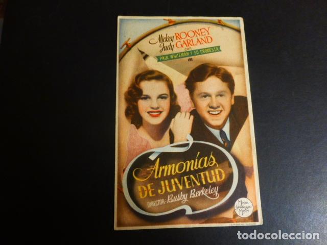 Cine: ARMONIAS DE JUVENTUD PROGRAMA DE MANO SIN PUBLICIDAD - Foto 1