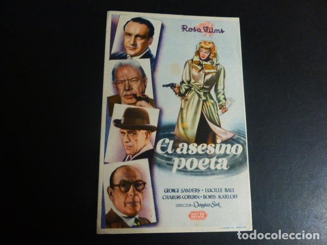 Cine: EL ASESINO POETA PROGRAMA DE MANO SIN PUBLICIDAD - Foto 1