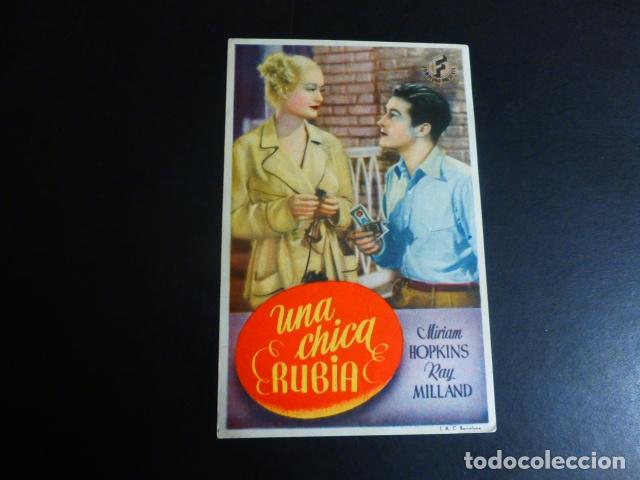 Cine: UNA CHICA RUBIA PROGRAMA DE MANO SIN PUBLICIDAD - Foto 1