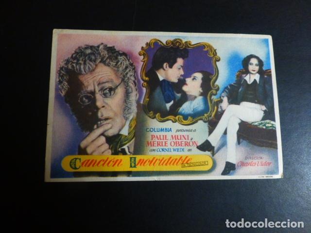 Cine: CANCION INOLVIDABLE PROGRAMA DE MANO SIN PUBLICIDAD - Foto 1