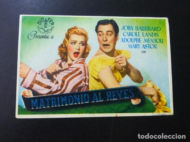 Cine: MATRIMONIO AL REVES PROGRAMA DE MANO SIN PUBLICIDAD - Foto 1