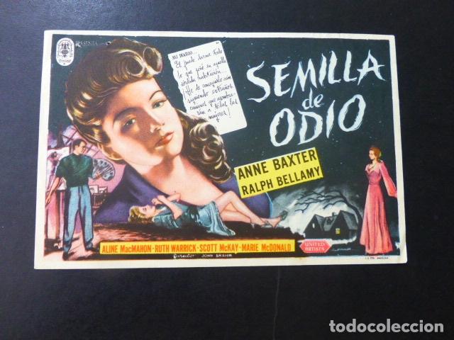 Cine: SEMILLA DE ODIO PROGRAMA DE MANO SIN PUBLICIDAD - Foto 1