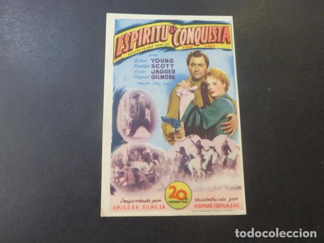 Cine: ESPIRITU DE CONQUISTA PROGRAMA DE MANO SIN PUBLICIDAD - Foto 1
