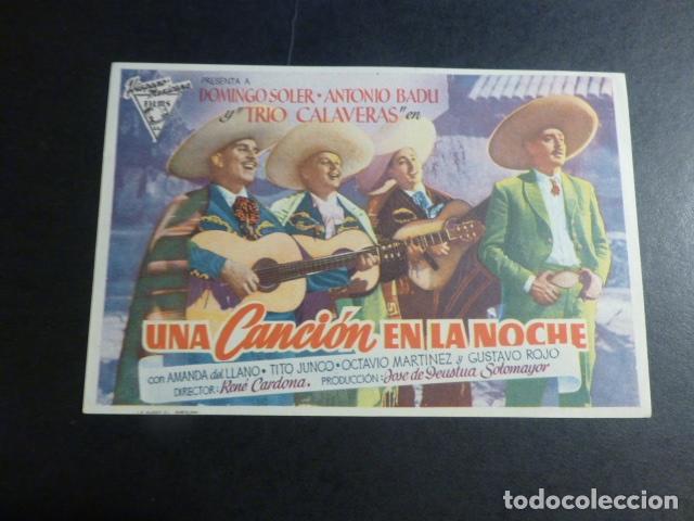 Cine: UNA CANCI&Oacute;N EN LA NOCHE PROGRAMA DE MANO SIN PUBLICIDAD - Foto 1