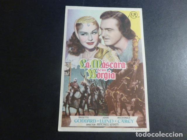 Cine: LA MASCARA DE LOS BORGIA PROGRAMA DE MANO SIN PUBLICIDAD - Foto 1