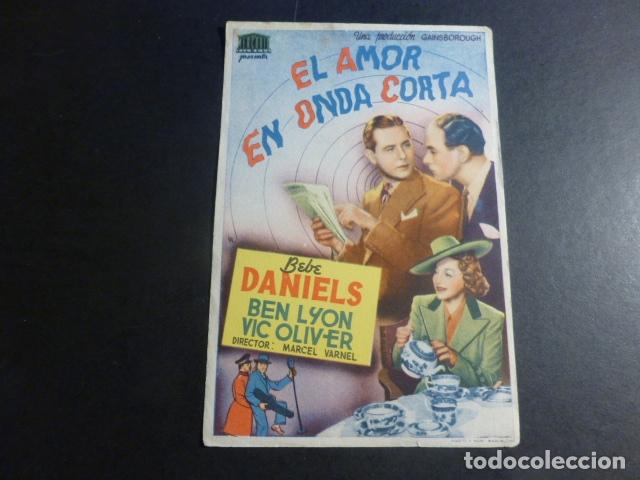 Cine: EL AMOR EN ONDA CORTA PROGRAMA DE MANO SIN PUBLICIDAD - Foto 1