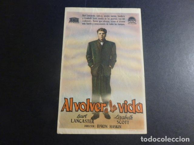 Cine: AL VOLVER A LA VIDA PROGRAMA DE MANO SIN PUBLICIDAD - Foto 1