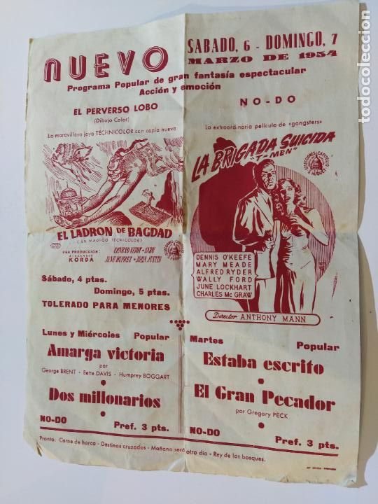 Kino: LA BRIGADA SUICIDA & EL LADRON DE BAGDAD--PROGRAMA DE CINE LOCAL-VER FOTOS-(V-19.370)
