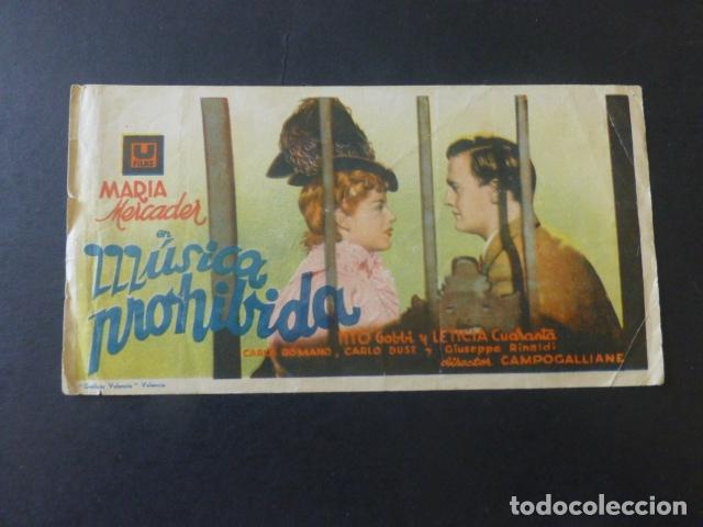 Cine: MUSICA PROHIBIDA PROGRAMA DE MANO SIN PUBLICIDAD - Foto 1