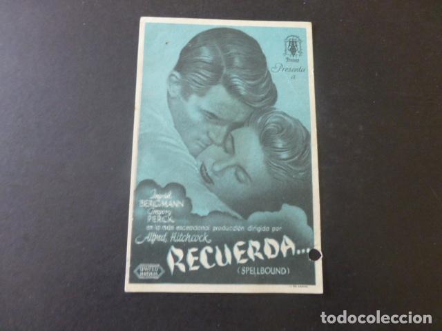 Cine: RECUERDA PROGRAMA DE MANO SIN PUBLICIDAD - Foto 1