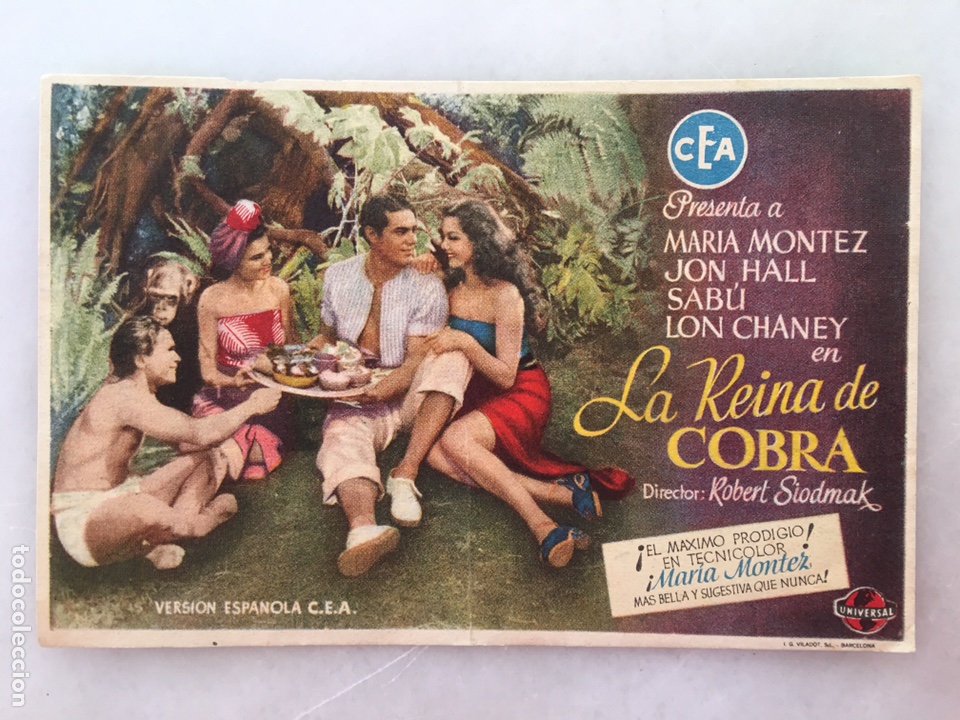 Kino: La reina Cobra folleto de mano CEA con Maria Montez Teatro cine Villamarta