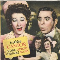 Cine: PROGRAMA DE CINE - SU MAJESTAD LA FARSA - EDDIE CANTOR - CINE ALKAZAR (MÁLAGA) - 1944.