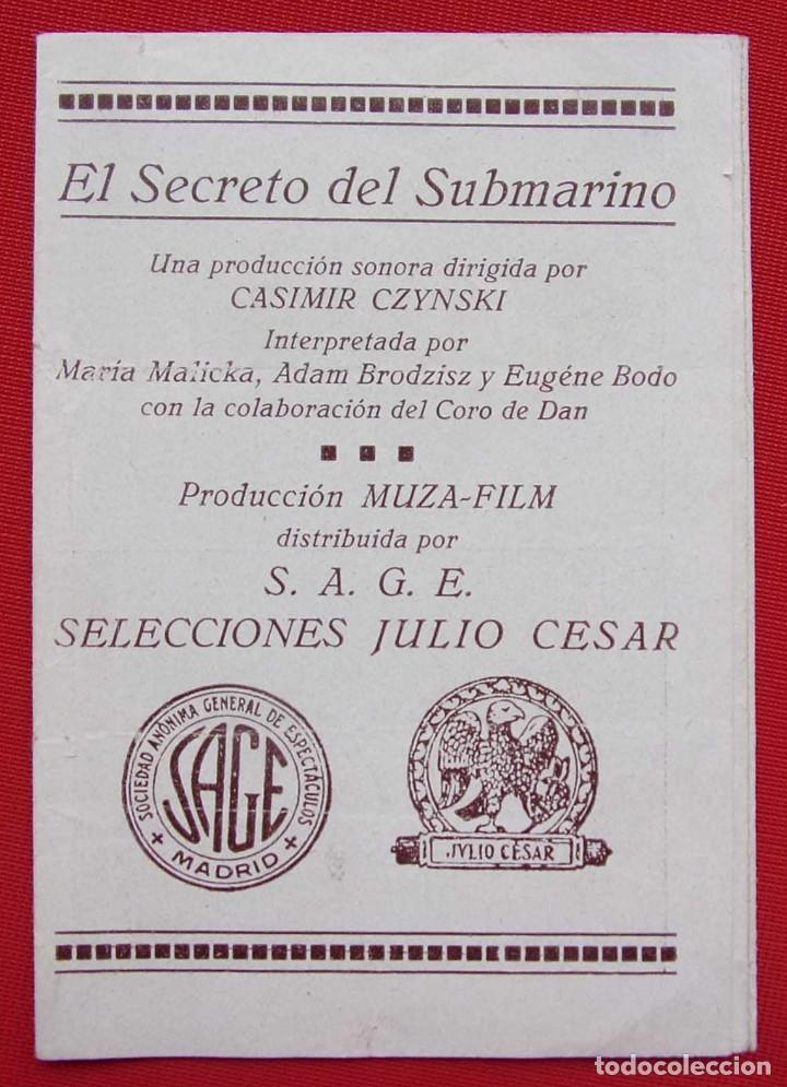 Cine: PROGRAMA. EL SECRETO DEL SUBMARINO. A&Ntilde;O: 1932. RARISIMO Y &Uacute;NICO EN VENTA. - Foto 1