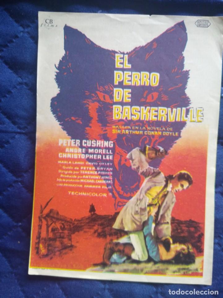 Folhetos de m&atilde;o de filmes antigos de cinema: Programa cine el perro de los Baskerville. Ideal cinema Algue&ntilde;a. Alicante.