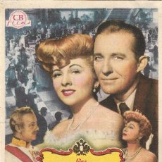 Cine: PROGRAMA DE CINE - EL VALS DEL EMPERADOR - BING CROSBY, JOAN FONTAINE - MÁLAGA CINEMA - 1948.