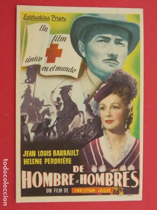 Cine: DE HOMBRE A HOMBRES - A&Ntilde;O 1954 - FOLLETO - PROGRAMA CINE - JEAN LOUIS BARRAULT ... L666