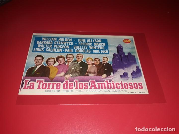 Folhetos de m&atilde;o de filmes antigos de cinema: La Torre de los Ambiciosos. Publicidad al dorso. A&ntilde;o 1954