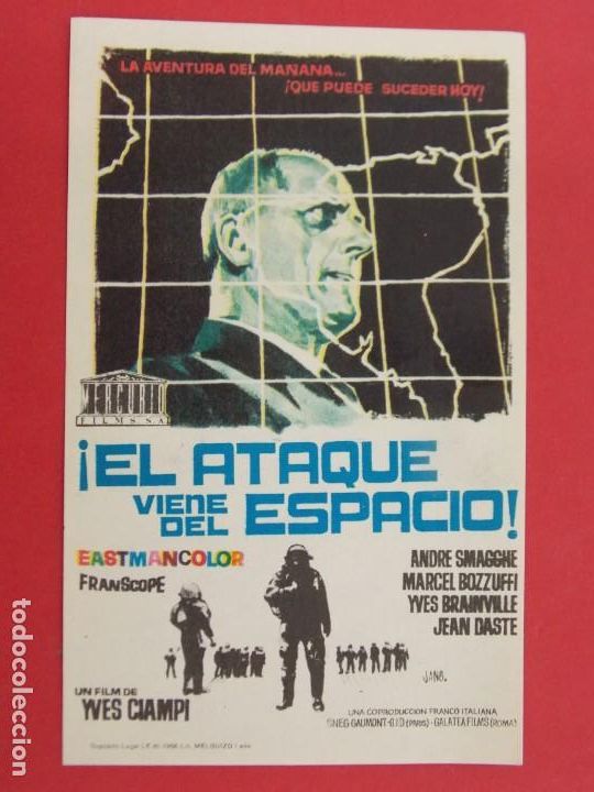  Flyers Publicitaires de films Anciens: &iexcl;EL ATAQUE VIENE DEL ESPACIO! - A&Ntilde;O 1966 - FOLLETO - PROGRAMA CINE - MARCEL BOZZUFFI ... L676
