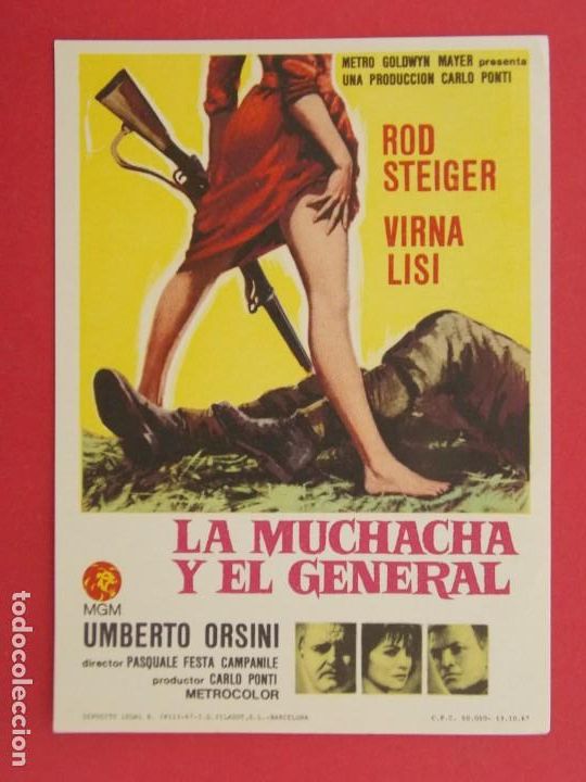 Cinema: LA MUCHACHA Y EL GENERAL - A&Ntilde;O 1967 - FOLLETO - PROGRAMA CINE - ROD STEIGER ... L683