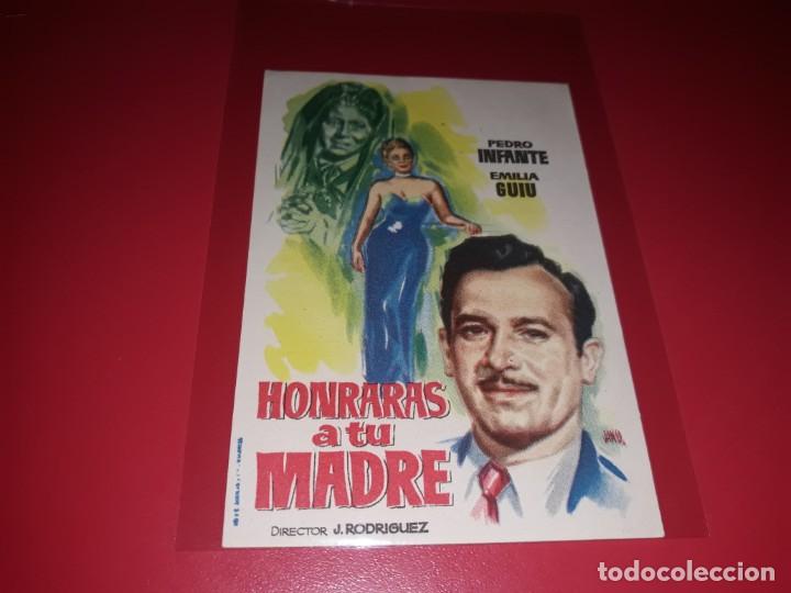  Foglietti di film di film antichi di cinema: Honrar&aacute;s a tu Madre. Publicidad al dorso. A&ntilde;o 1959.