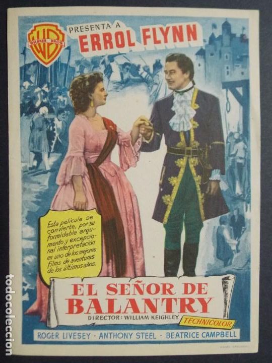 Flyers Publicitaires de films Anciens: EL SE&Ntilde;OR DE BALANTRY - A&Ntilde;O 1955 - FOLLETO - PROGRAMA CINE - ERROL FLYNN ..L710