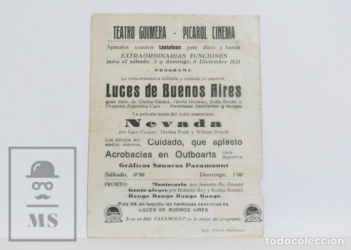 Cine: Programa de Cine Doble - Luces de Buenos Aires - Carlos Gardel - Paramount, 1931 - Foto 4