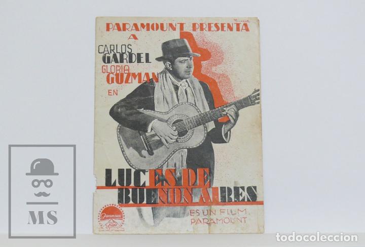 Cine: Programa de Cine Doble - Luces de Buenos Aires - Carlos Gardel - Paramount, 1931 - Foto 1