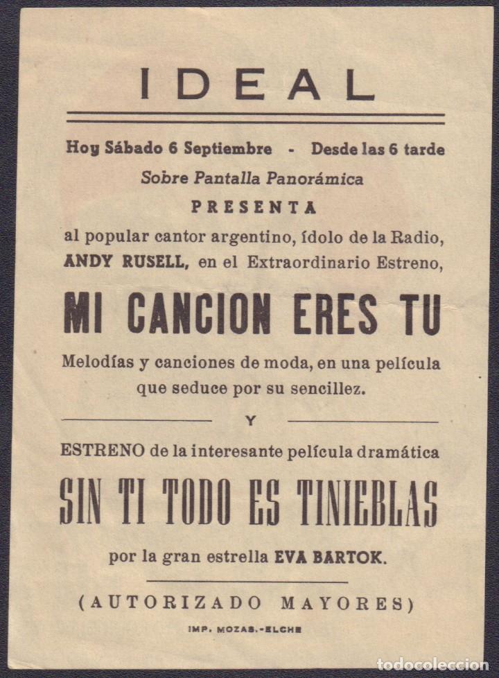Cine: Programa sencillo de MI CANCI&Oacute;N ERES T&Uacute; (1956) - Ideal Cinema de Elche - Foto 2