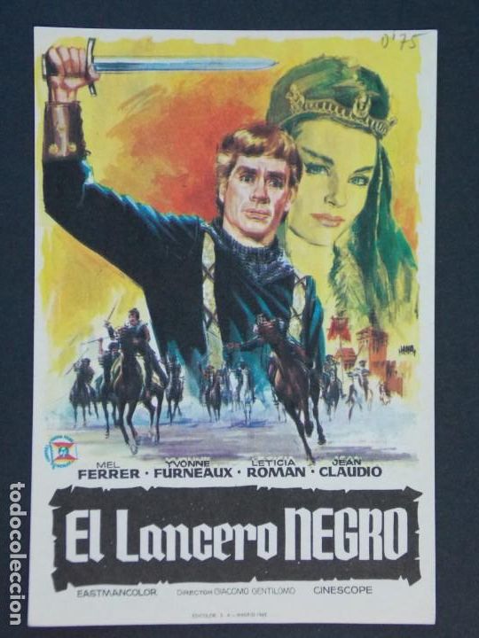Cine: EL LANCERO NEGRO - A&Ntilde;O 1962 - FOLLETO - PROGRAMA CINE - MEL FERRER - DIBUJANTE JANO .. L800