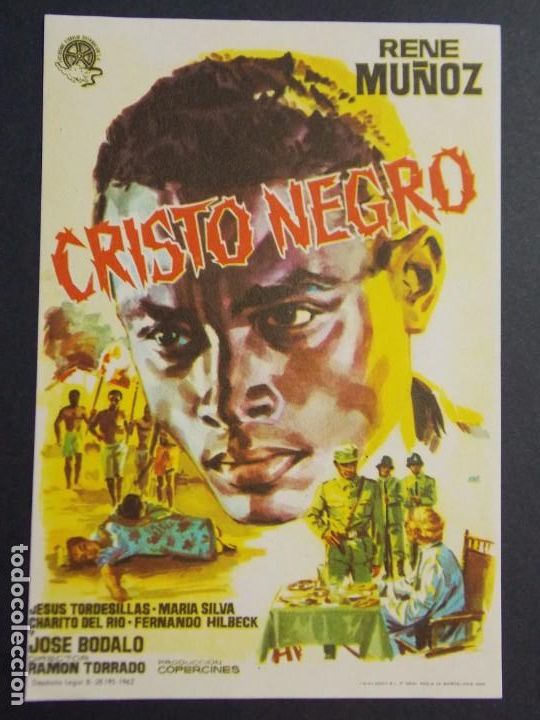  Flyers Publicitaires de films Anciens: CRISTO NEGRO - A&Ntilde;O 1962 - FOLLETO - PROGRAMA CINE - RENE MU&Ntilde;OZ - DIBUJANTE JANO - ..L826