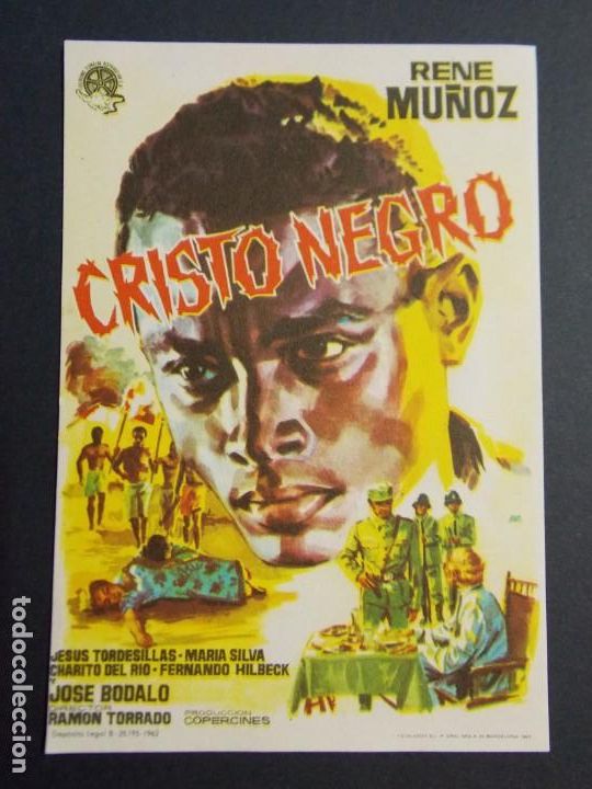 Cine: CRISTO NEGRO - A&Ntilde;O 1962 - FOLLETO - PROGRAMA CINE - RENE MU&Ntilde;OZ - DIBUJANTE JANO - ..L827