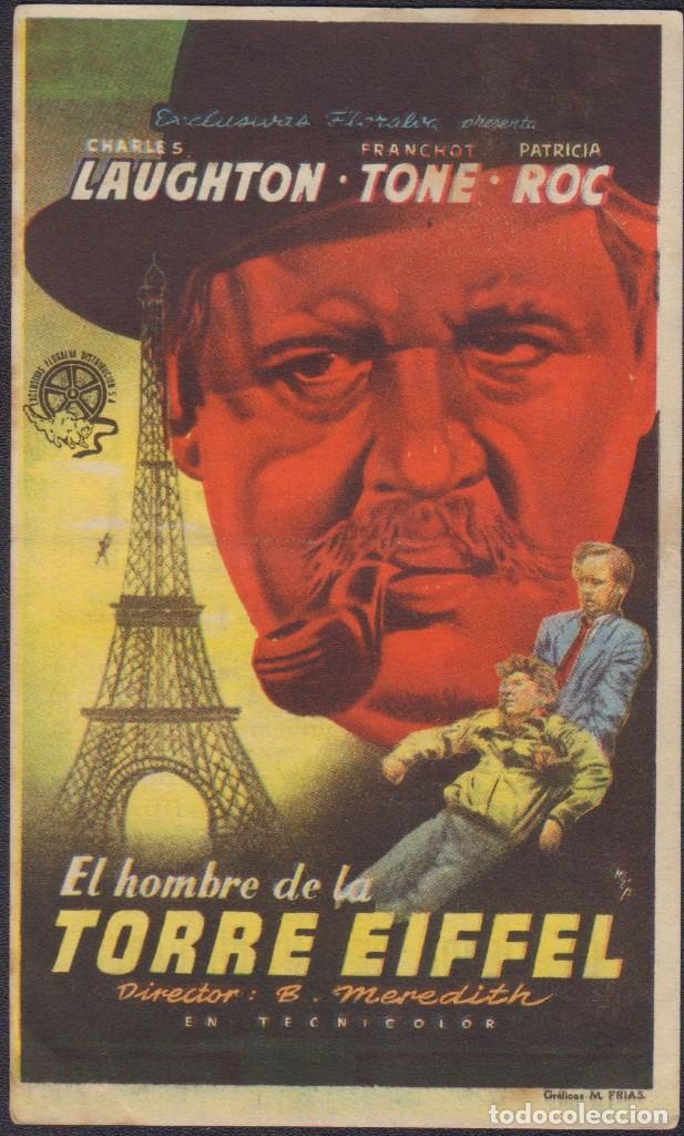 Cine: Programa sencillo de EL HOMBRE DE LA TORRE EIFFEL (1949) - Cine Capitolio de Elche - Foto 1