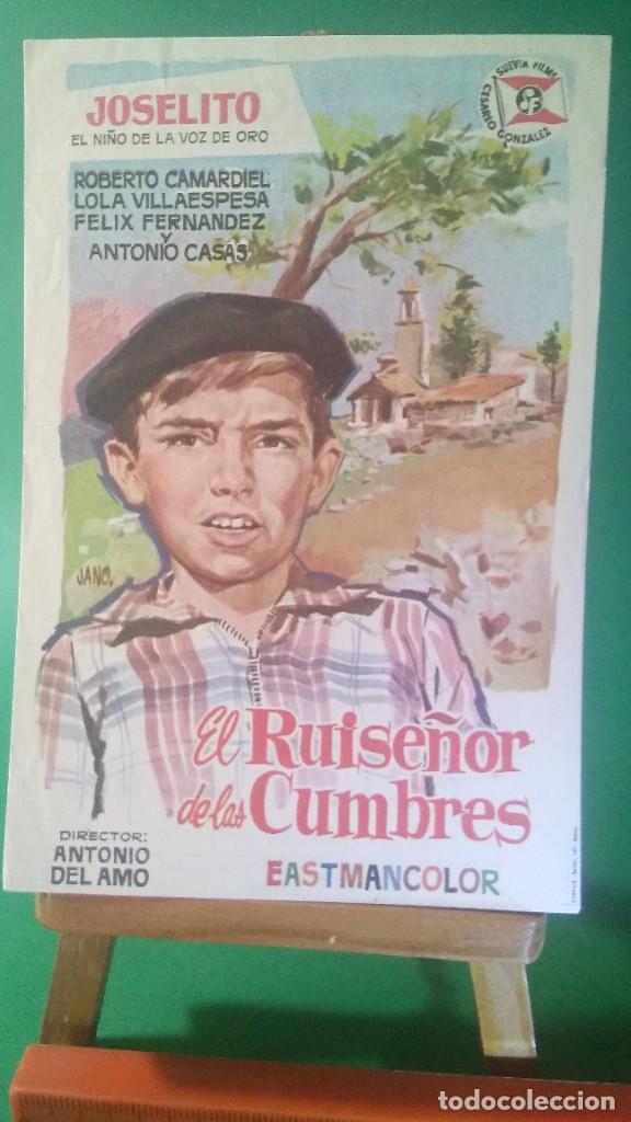 Cine: FOLLETO DE CINE * EL RUISE&Ntilde;OR DE LAS CUMBRES - JOSELITO *PUBLICIDAD EN EL DORSO