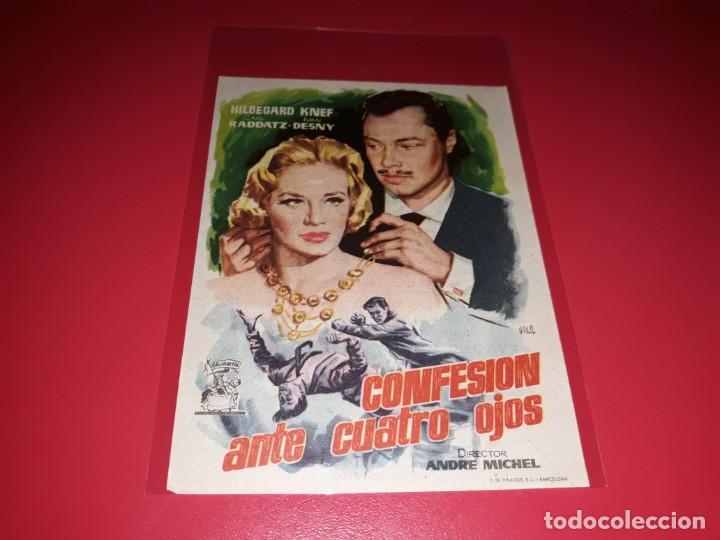 Folhetos de m&atilde;o de filmes antigos de cinema: Confesi&oacute;n ante Cuatro ojos. Publicidad al dorso. A&ntilde;o 1954