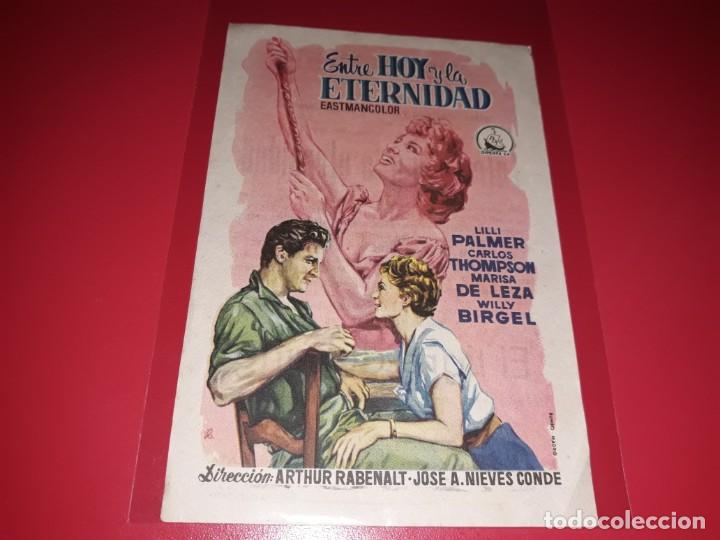 Folhetos de m&atilde;o de filmes antigos de cinema: Entre Hoy y la Eternidad con Lilli Palmer. Publicidad al dorso. A&ntilde;o 1956