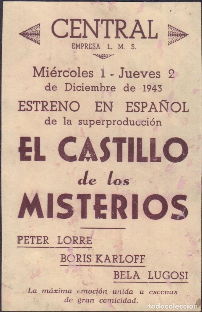 Cine: Programa sencillo de EL CASTILLO DE LOS MISTERIOS (1940) - Central Cinema de Elche - Foto 2
