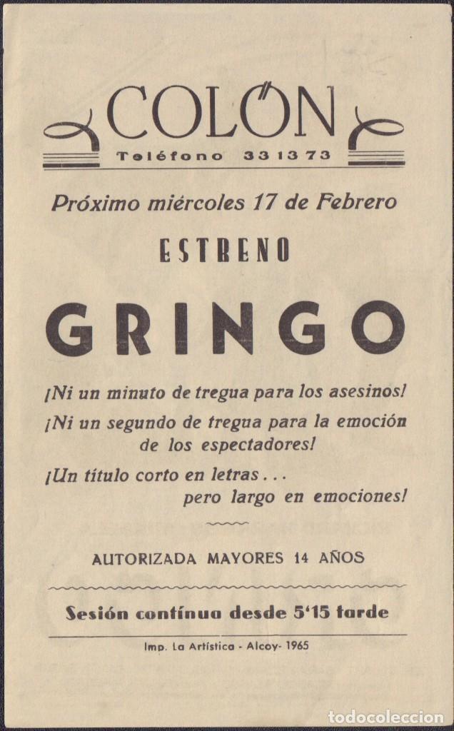 Cine: Programa sencillo de GRINGO (1963) - Cine Col&oacute;n de Alcoy - Foto 2