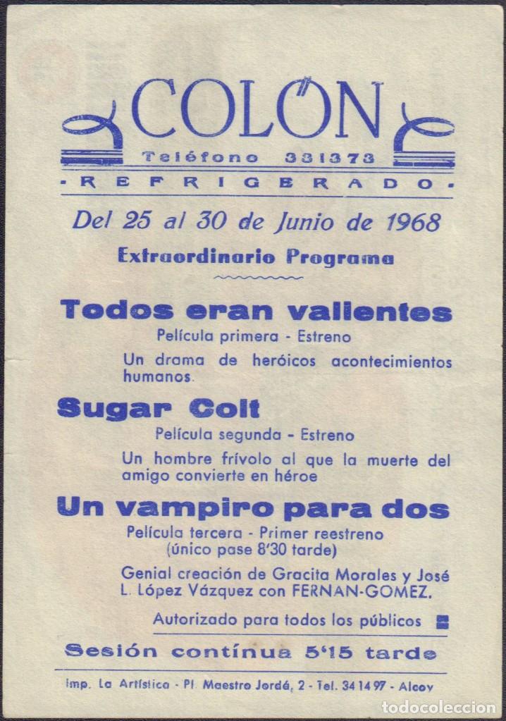 Cine: Programa sencillo de SUGAR COLT (1966) - Cine Col&oacute;n de Alcoy - Foto 2