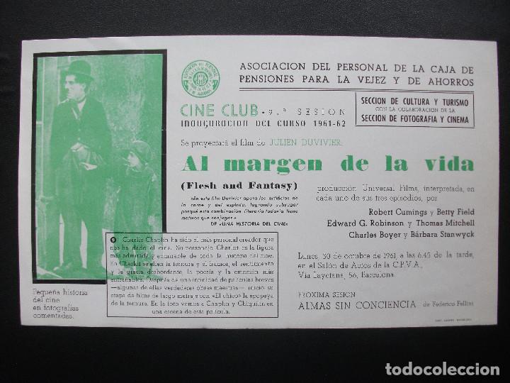 Cine: AL MARGEN DE LA VIDA, CINE CLUB CAJA DE PENSIONES PARA LA VEJEZ Y DE AHORROS, BARCELONA, 1961