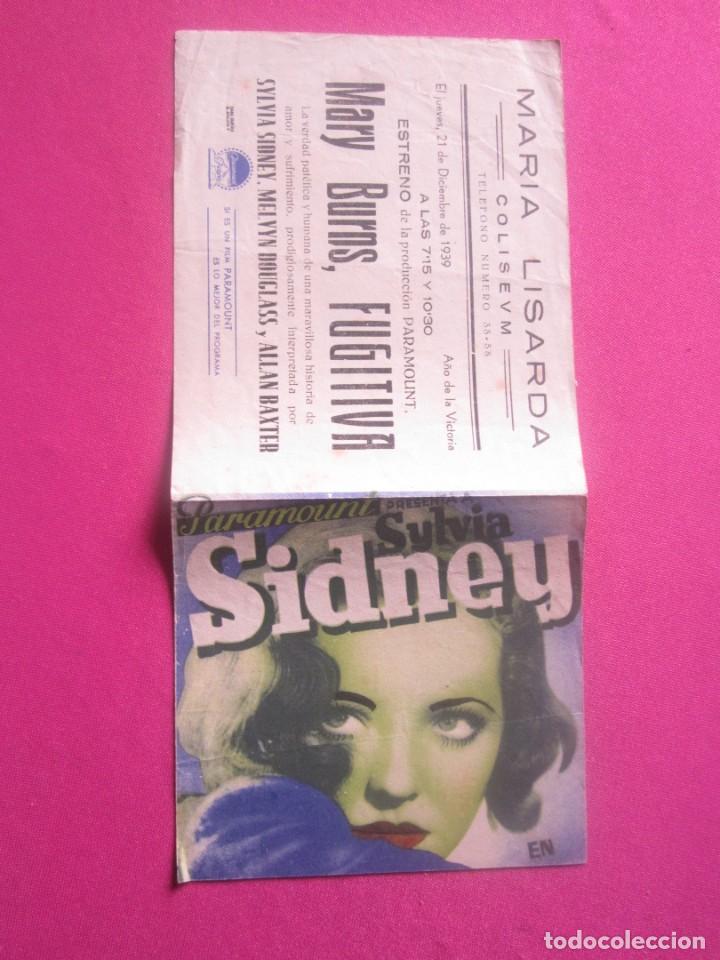 Cine: FUGITIVA MARY BURNS SILVIA SIDNEY PROGRAMA CINE DOBLE. C2 - Foto 3