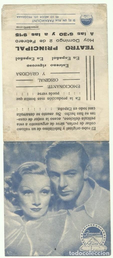 Cine: PTCC 047 DESEO PROGRAMA DOBLE PARAMOUNT azul GARY COOPER MARLENE DIETRICH A - Foto 2