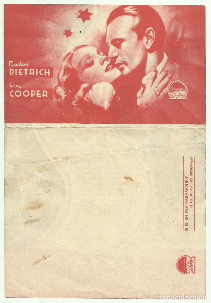 Cine: PTCC 047 DESEO PROGRAMA DOBLE PARAMOUNT rojo GARY COOPER MARLENE DIETRICH - Foto 2